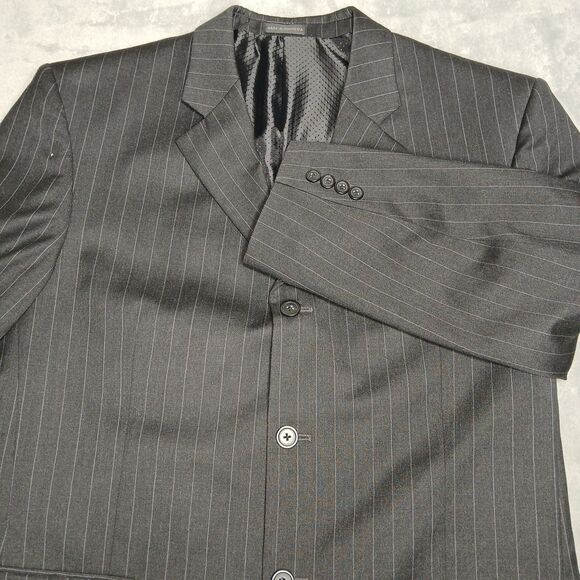 Gianco Polo Blazer Men 42R Black 3 Button Suit Preppy Super 140s Wool Sport Coat - Picture 1 of 14